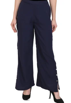 Solid Color Crepe Pant in Navy Blue