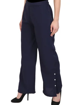 Solid Color Crepe Pant in Navy Blue