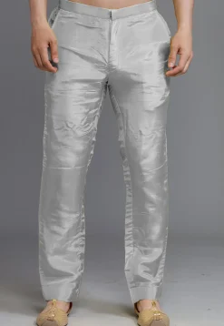 Solid Color Crepe Pant in Light Grey