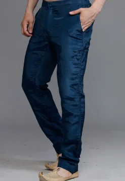 Solid Color Crepe Pant in Teal Blue