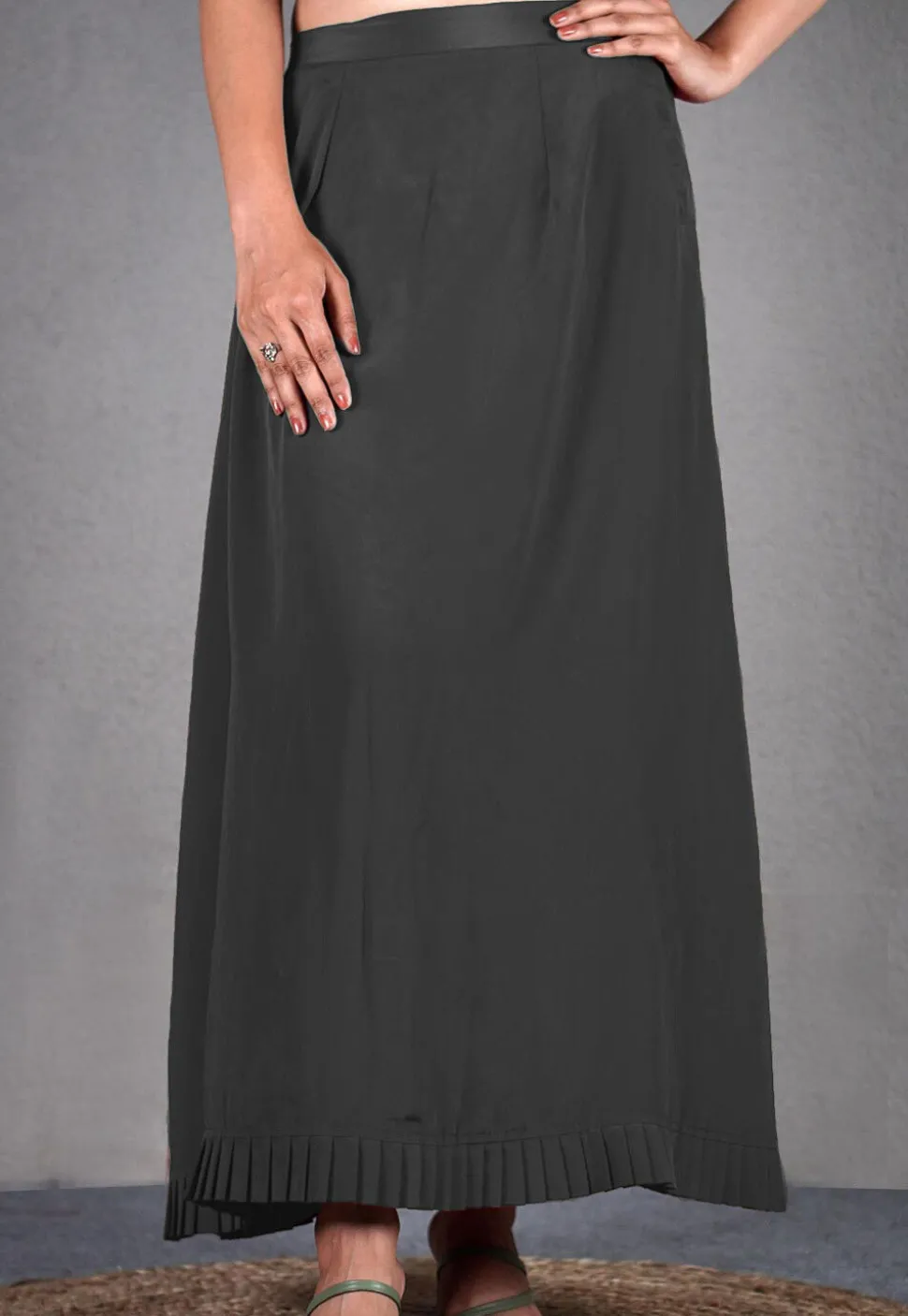 Solid Color Crepe Petticoat in Dark Grey
