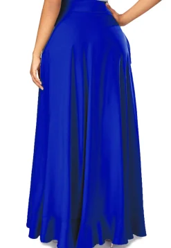 Solid Color Crepe Skirt Style Palazzo in Royal Blue