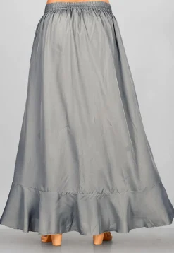 Solid Color Crepe Skirt Style Palazzo in Grey