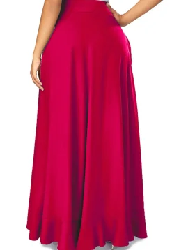 Solid Color Crepe Skirt Style Palazzo in Fuchsia