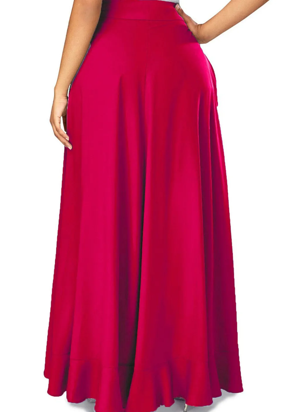 Solid Color Crepe Skirt Style Palazzo in Fuchsia