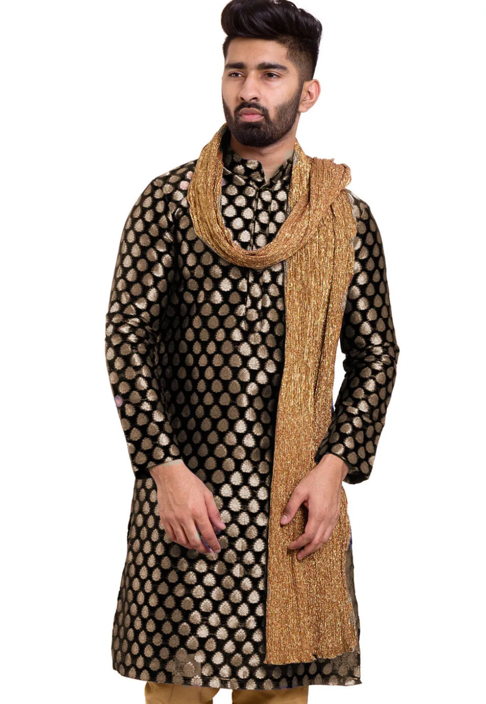 Solid Color Crush Tissue Men Dupatta in Antique Copper