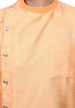 Solid Color Dupion Silk Asymmetric Dhoti Kurta in Orange