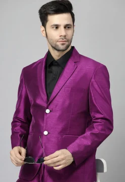 Solid Color Dupion Silk Blazer in Magenta