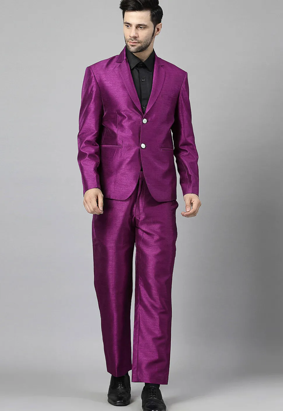 Solid Color Dupion Silk Blazer in Magenta