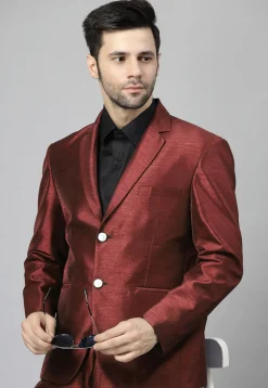 Solid Color Dupion Silk Blazer in Brown