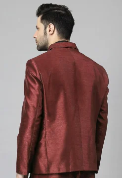 Solid Color Dupion Silk Blazer in Brown