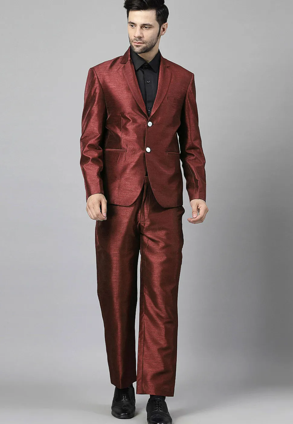 Solid Color Dupion Silk Blazer in Brown