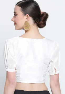 Solid Color Dupion Silk Blouse in White