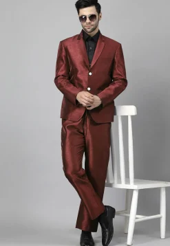 Solid Color Dupion Silk Blazer in Brown
