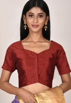 Solid Color Dupion Silk Blouse in Maroon
