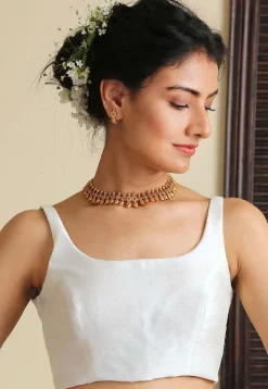 Solid Color Dupion Silk Blouse in White