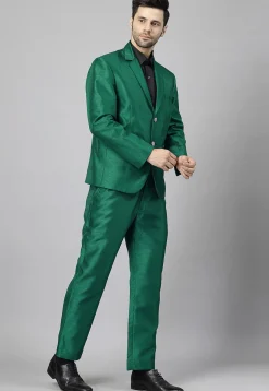 Solid Color Dupion Silk Blazer in Teal Green