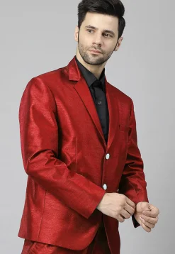 Solid Color Dupion Silk Blazer in Maroon