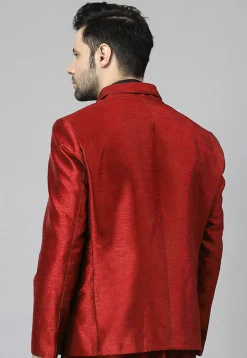 Solid Color Dupion Silk Blazer in Maroon