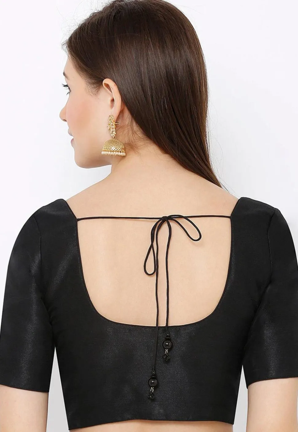 Solid Color Dupion Silk Blouse in Black