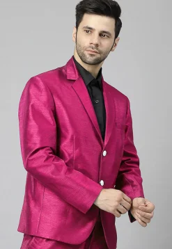 Solid Color Dupion Silk Blazer in Fuchsia