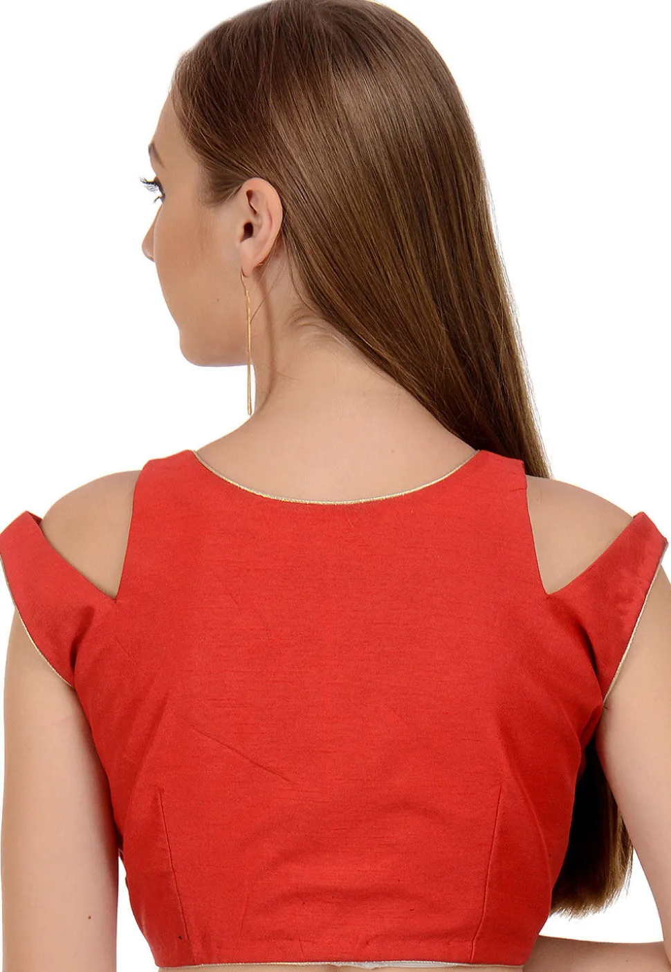 Solid Color Dupion Silk Blouse in Red