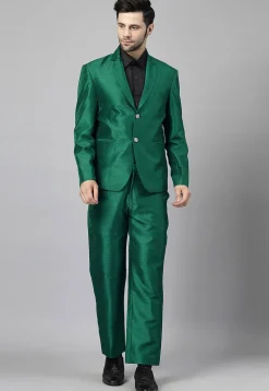 Solid Color Dupion Silk Blazer in Teal Green