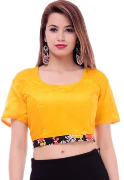 Solid Color Dupion Silk Blouse in Yellow