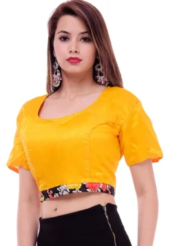 Solid Color Dupion Silk Blouse in Yellow