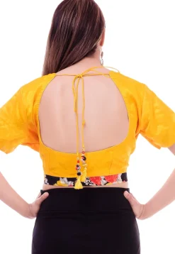 Solid Color Dupion Silk Blouse in Yellow