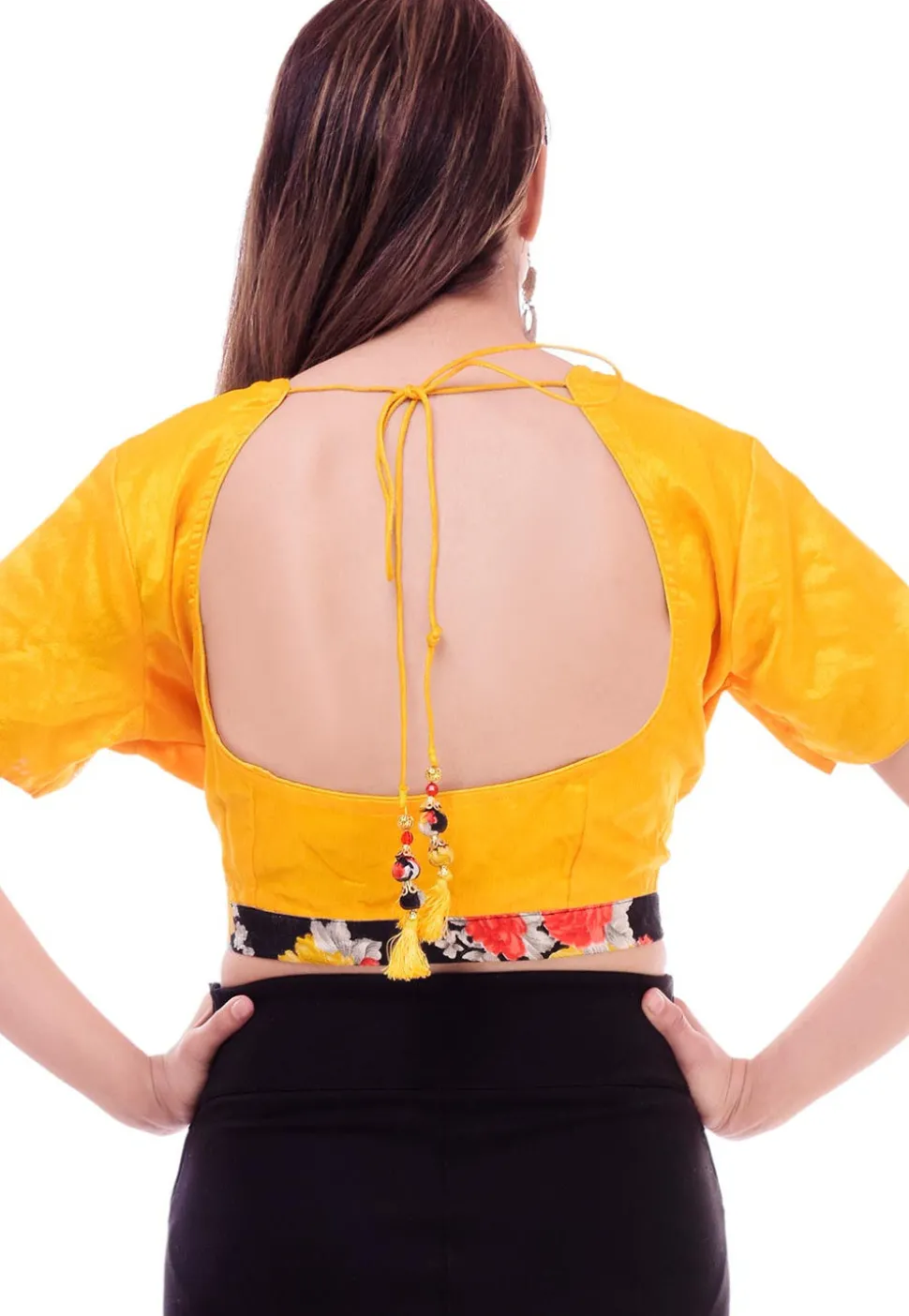 Solid Color Dupion Silk Blouse in Yellow