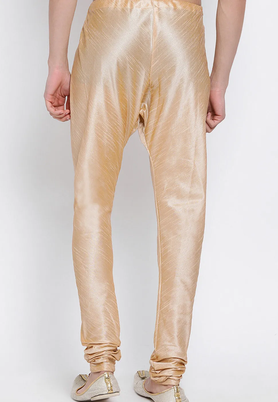 Solid Color Dupion Silk Churidar in Beige