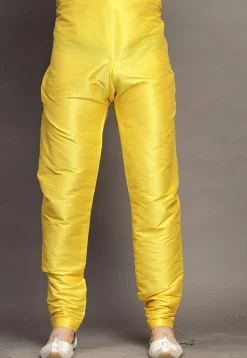 Solid Color Dupion Silk Churidar in Yellow