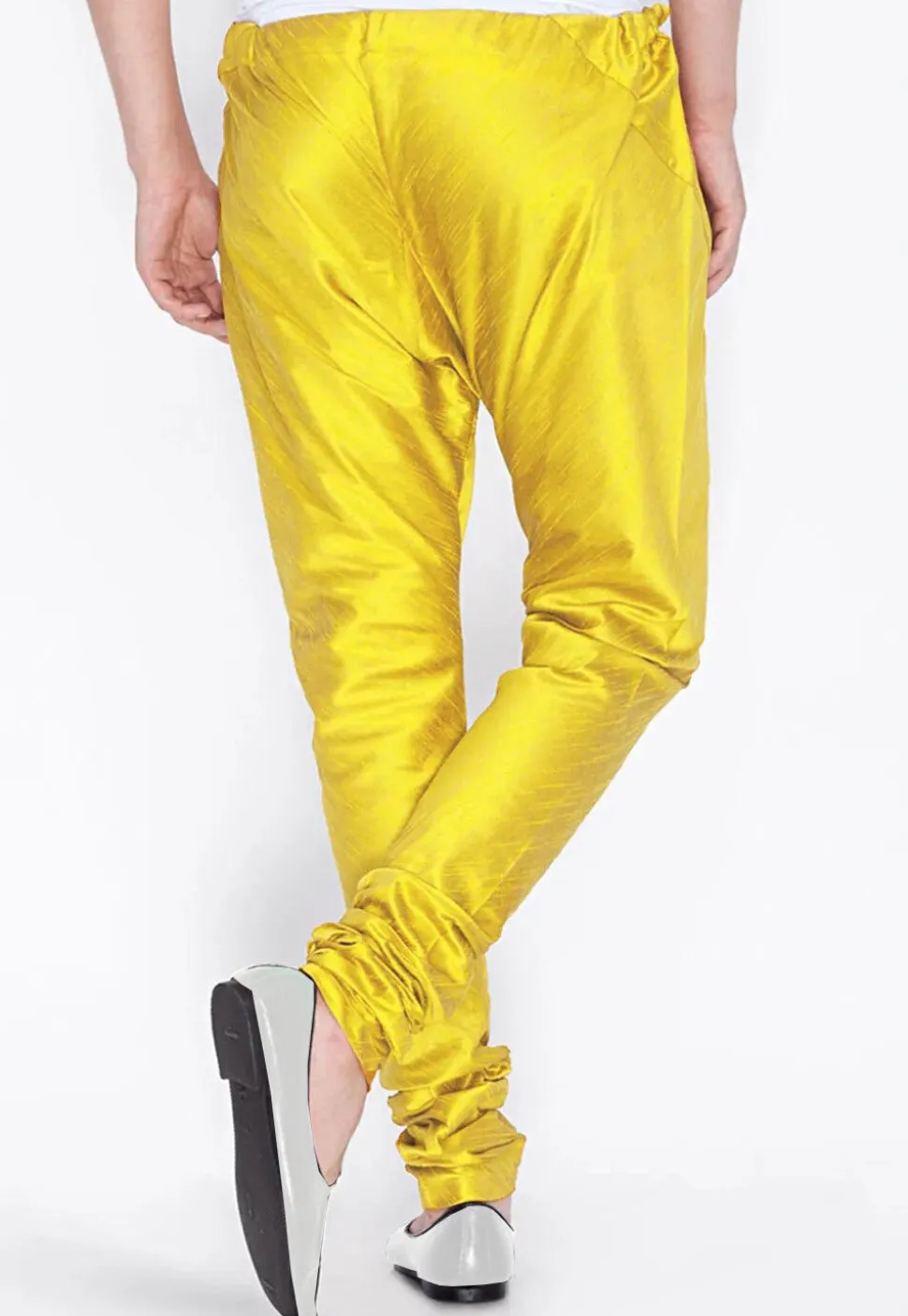 Solid Color Dupion Silk Churidar in Yellow