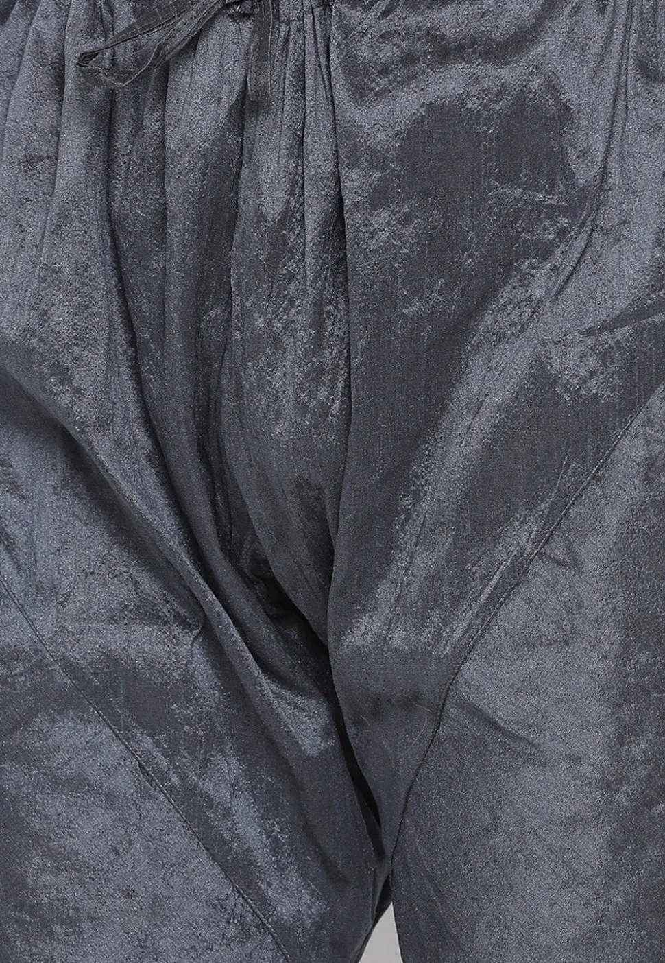 Solid Color Dupion Silk Churidar in Dark Grey