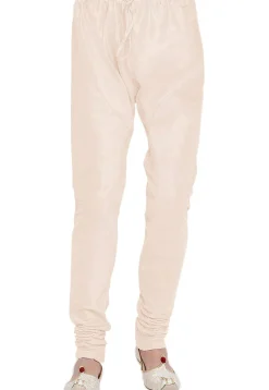 Solid Color Dupion Silk Churidar in Off White