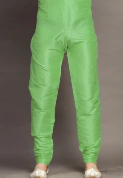 Solid Color Dupion Silk Churidar in Light Green