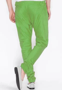 Solid Color Dupion Silk Churidar in Light Green