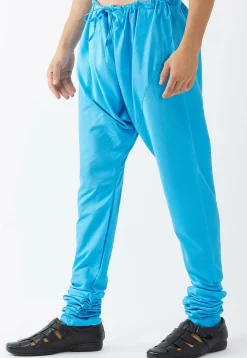 Solid Color Dupion Silk Churidar in Blue