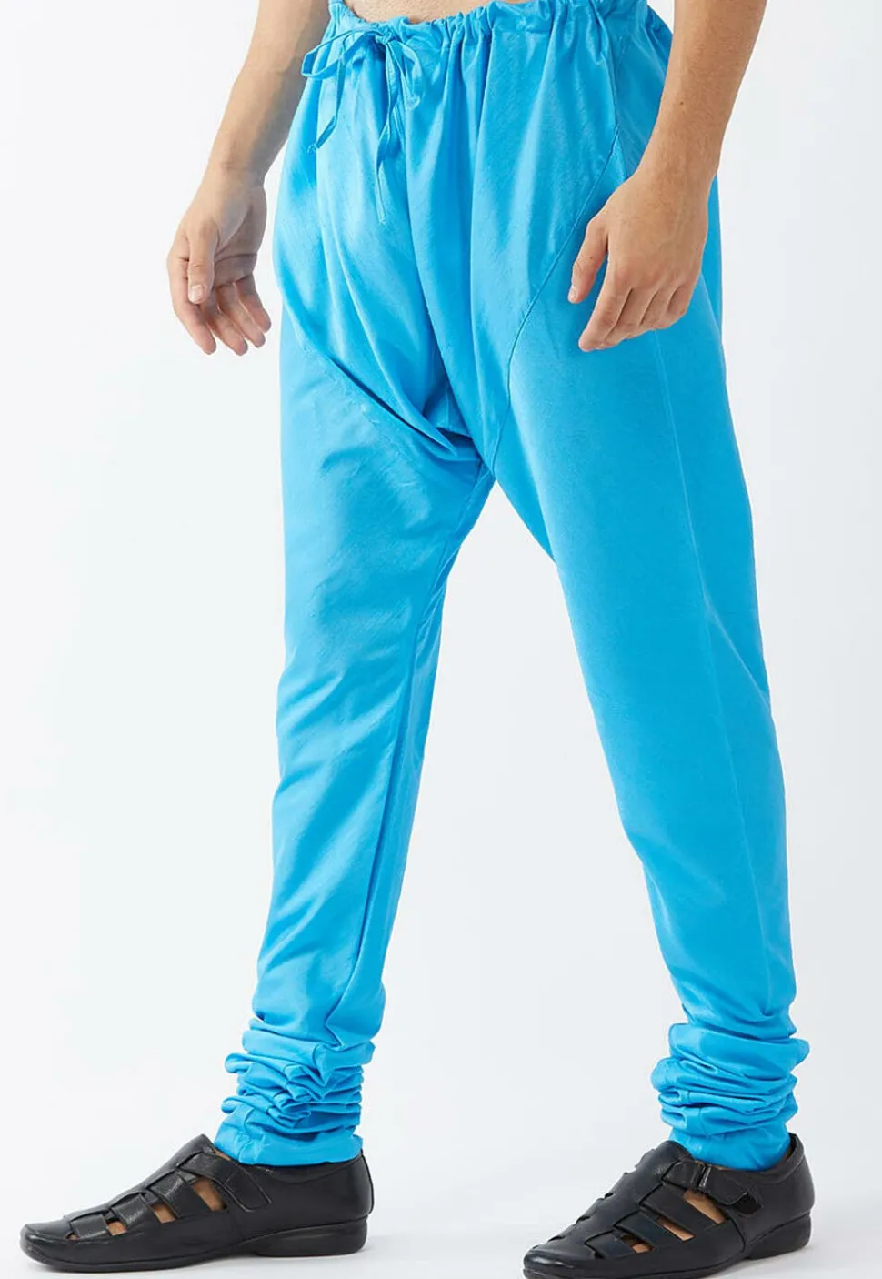 Solid Color Dupion Silk Churidar in Blue