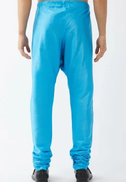 Solid Color Dupion Silk Churidar in Blue