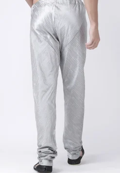 Solid Color Dupion Silk Churidar in Grey