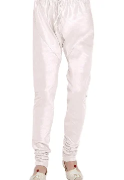 Solid Color Dupion Silk Churidar in White