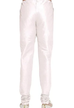 Solid Color Dupion Silk Churidar in White