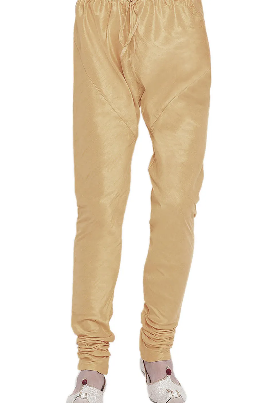 Solid Color Dupion Silk Churidar in Light Beige