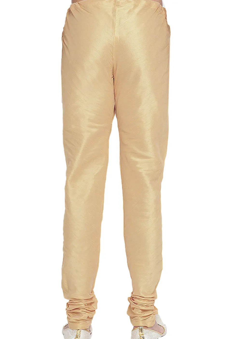 Solid Color Dupion Silk Churidar in Light Beige