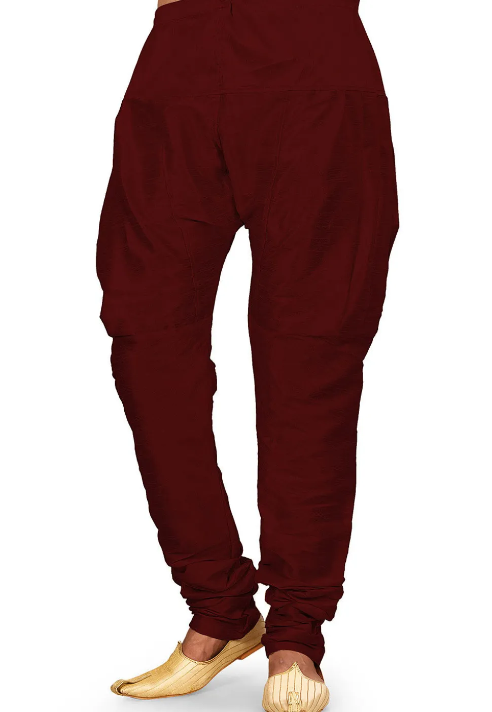Solid Color Dupion Silk Churidar in Maroon