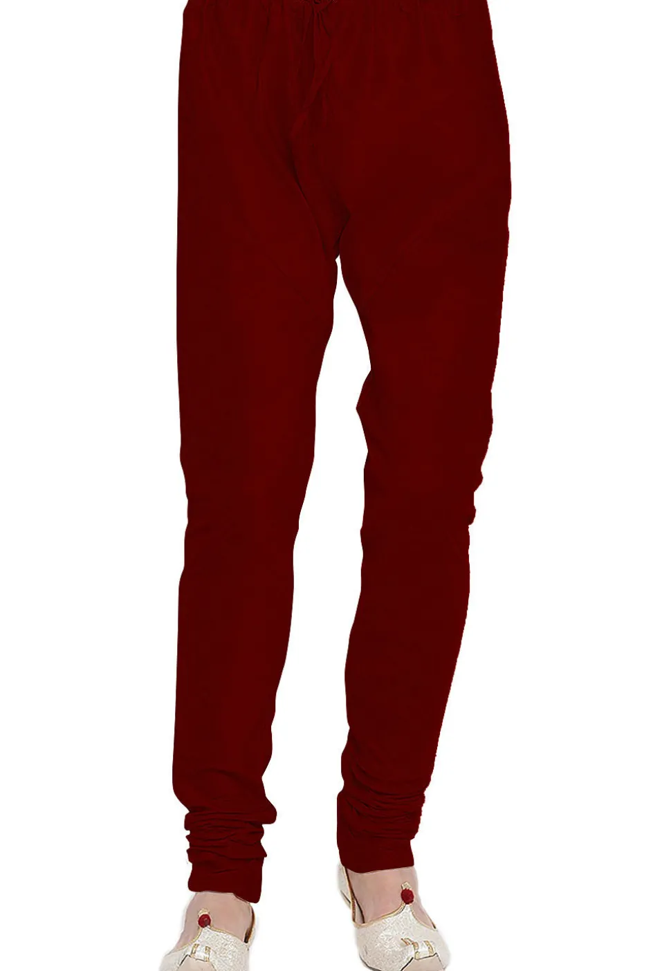 Solid Color Dupion Silk Churidar in Maroon
