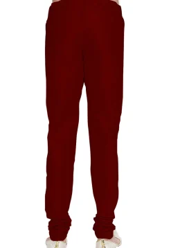 Solid Color Dupion Silk Churidar in Maroon