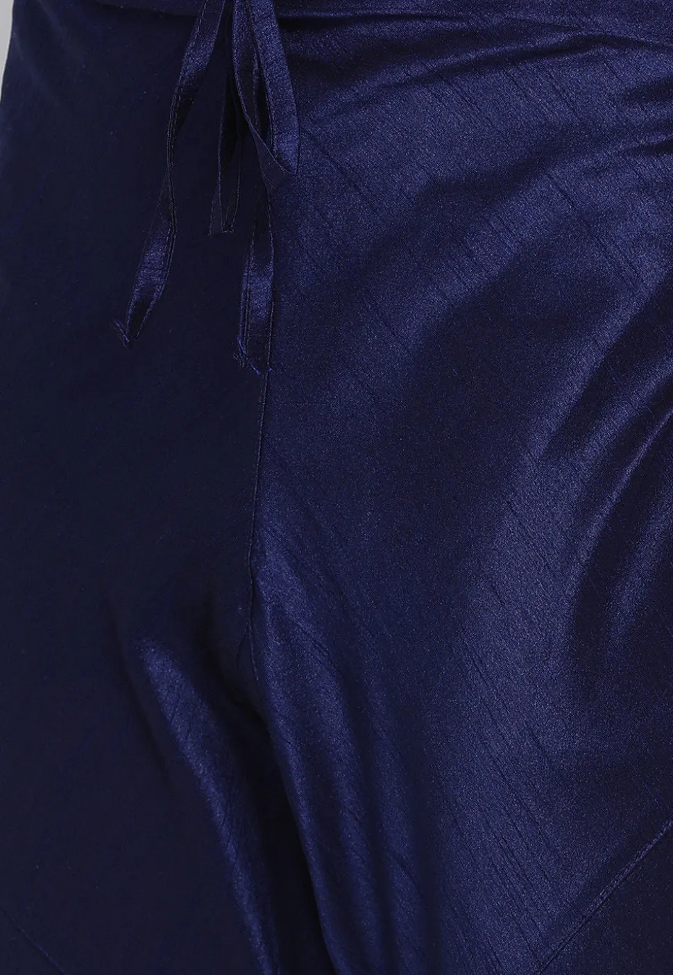 Solid Color Dupion Silk Churidar in Navy Blue